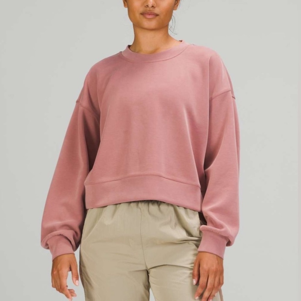 Lululemon Perfectly Oversized - crewneck pink sweater with zipper pocket